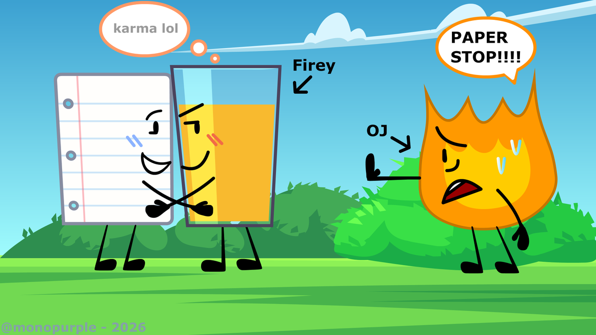 monopurplee's tweet photo. the sequel to that one firey and oj body swap image
(learning how to use vectors on adobe animate)
#inanimateinsanity #bfdi #osc https://t.co/gtgNSRtSvk