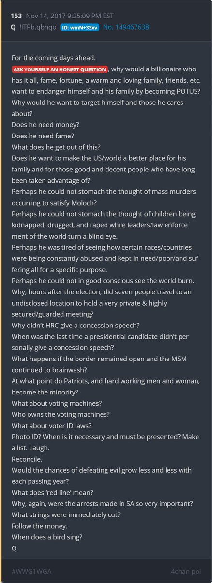 DcLidstone's tweet photo. ASK YOURSELF AN HONEST QUESTION, why would a billionaire who has it all, fame, fortune, a warm and loving family, friends, etc. want to endanger himself and his family by becoming POTUS? https://t.co/aYtU6UgfVr