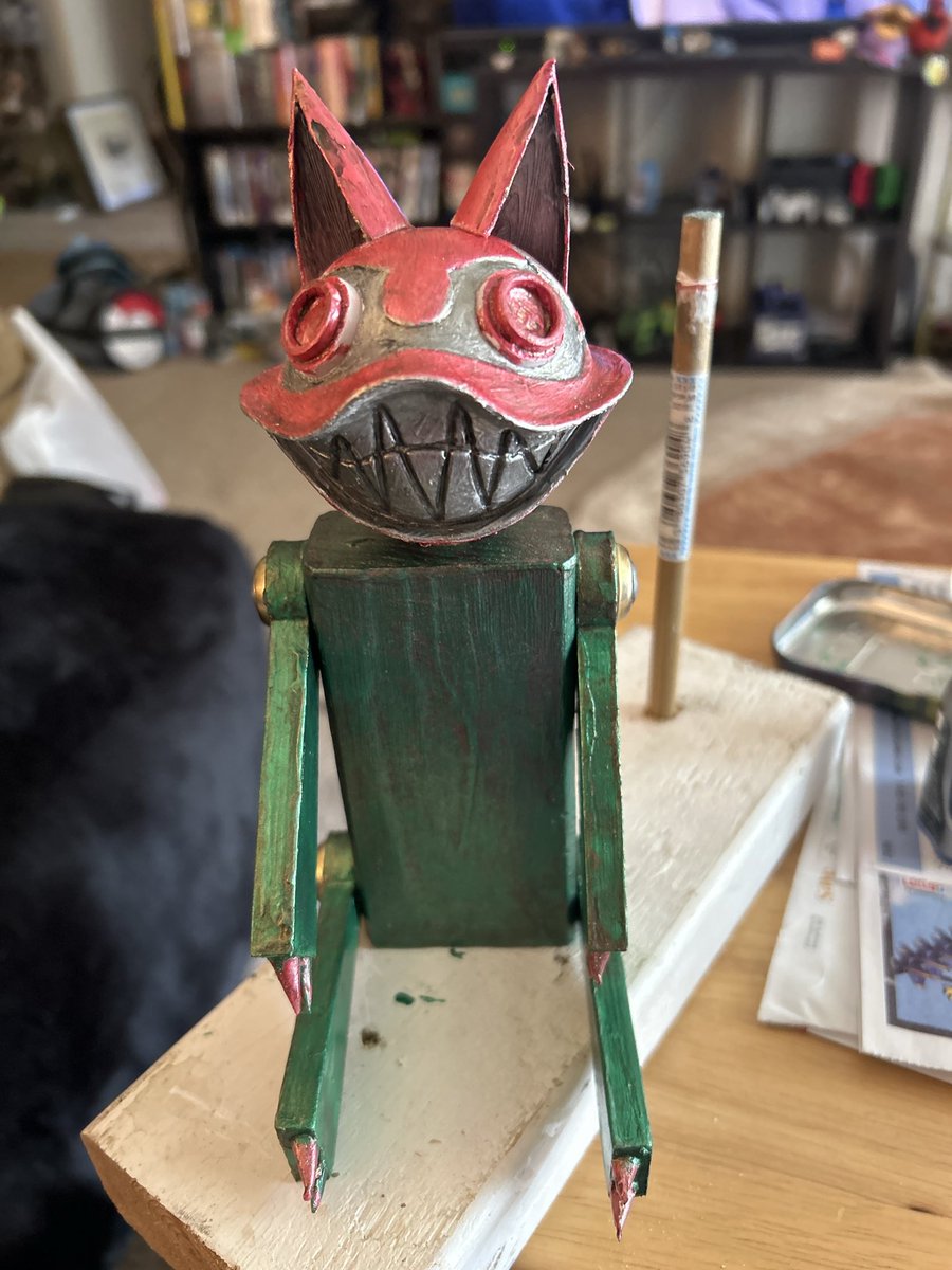 KCibore's tweet photo. Con crunching for @Matsuricon!! Gonna be doll fest Fu with my Hii!! hope to see peeps there!! working on his collar and tail but here’s a progress pic! #gachiakuta https://t.co/6k9Zo1ujuJ