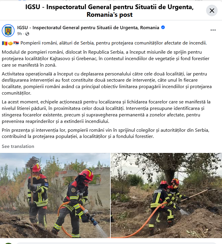 PlaceSoft's tweet photo. rumunski sektor za vanredne situacije podnosi redovan izveštaj na fejsu sa slikama https://t.co/rPbD1PLnCn