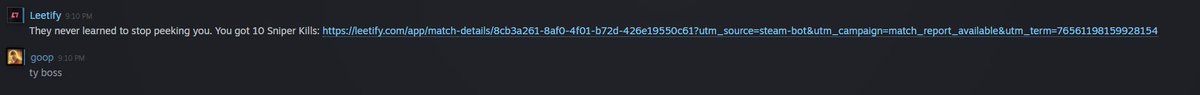 goopsoup_'s tweet photo. me and leetify? yea we know eachother, he keeps on sending me messages on steam and stuff https://t.co/gbghrdshGm