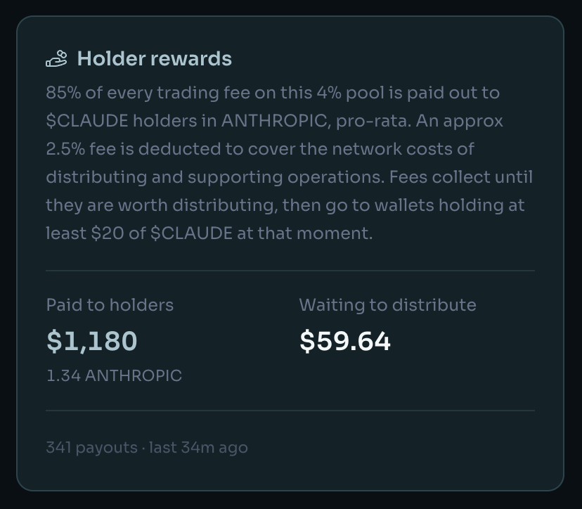 CLAUDEonSF's tweet photo. This is a community for Claude the Anthropic Alligator mascot fans and token holders. Anthropic is filing for IPO as soon as end of August, and simply holding at least $20 of CLAUDE enables you to perpetually get Anthropic Pre-IPO shares airdropped straight to your wallet. Please check @LaunchonSF for more info, over $1,000 have already been distributed to holders:

https://t.co/pBAPfzsNvU

GYGrNZFZs6eg3qo2FxhA1vRdAWyjKeG6H6ZrpSMhYZWp

https://t.co/lQubqmqH43