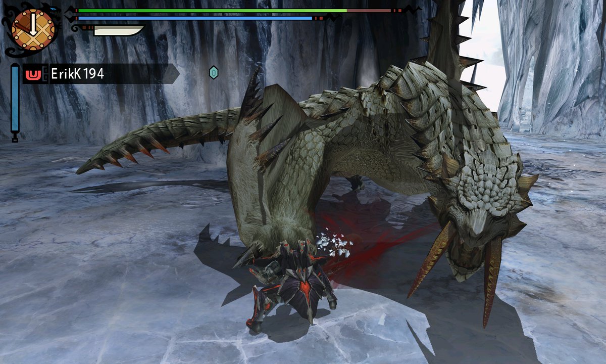 ErikK194's tweet photo. This is still Monster Hunter 3 Ultimate.

3DS original → current NGRP MasterLine WIP.

Not just higher resolution: different materials are now reconstructed differently instead of getting the same generic upscale treatment.

Last shot: Barioth in actual gameplay.

Still WIP. https://t.co/X9kR5P4OmS