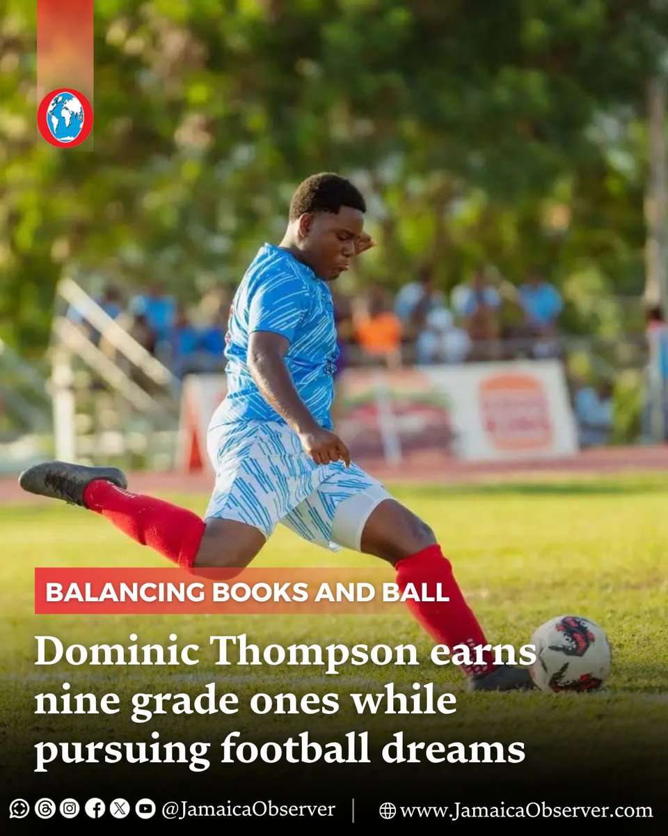 JamaicaObserver's tweet photo. St George’s College defender Dominic Thompson’s CSEC results are impressive enough on their own – seven grade ones and a grade two from eight subjects this year, taking his total to nine grade ones from 10 subjects. But for Thompson, the bigger achievement may be how he has managed to excel in the classroom while developing into a leader on the football field.
https://t.co/sl2wB29Ic3