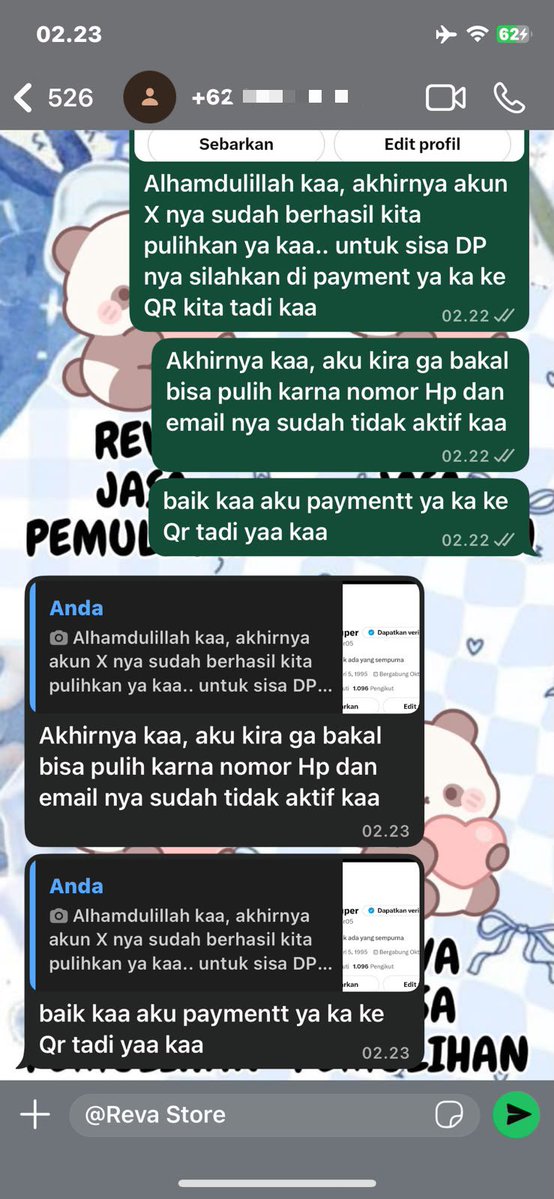 uurnee's tweet photo. WTS JASA PEMULIHAN/BALIKIN AKUN SOSMED

menawarkan layanan:
🦋Pulihkan/pulihin akun
🦋Hack akun
🦋Hapus akun
🦋Sadap wa/sosmed
🦋Lacak lokasi
🦋Reset Hp

(gmail,tiktok,twitter/x,instagram,
line,linkedln,game,yt,shoope,DLL)

Konsultasi? Whatsapp di bio yaa https://t.co/By1Mzg7RZe