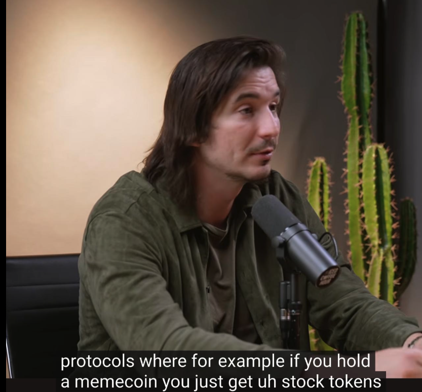 sonder_crypto's tweet photo. Vlad is describing $FIRE here. I love many of the projects in the meme + stock coin category on @RobinhoodCrypto 

But $FIRE is different from most of them in 3 important ways: 

1. Most can only pay out in only 1 asset. Gold, SPCX, NVDA, etc. $FIRE can pay out in a basket of stocks and change the mix over time.

2. Many Robinhood stock payout protocols are not really memes. They are more like infra or launchpads. Complicated and difficult to understand for normies.

3. $FIRE is the only one based on a real financial movement. (Financial Independence, Retire Early)

One of the largest financial movements in the world.