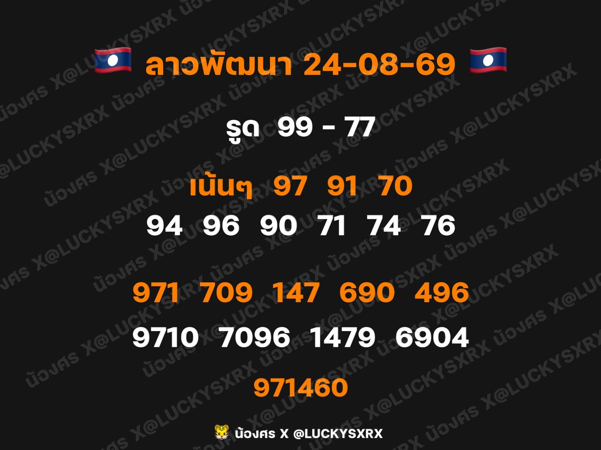 LUCKYSXRX's tweet photo. 🇱🇦 ลาวพัฒ + 🇻🇳 ฮานอย 24-08-69

⚜️ 3 ตัว เป๋าเงิน : https://t.co/jqBvg7gGjb
⚜️ 3 ตัว หวย 321 : https://t.co/aI3fPPGoBO
⚜️ 3 ตัว ไชโย : https://t.co/Kj8areoYvZ
⚜️ 4 ตัว เมก้า 77 : https://t.co/65ZaYziUio https://t.co/a2OX2GUK3L