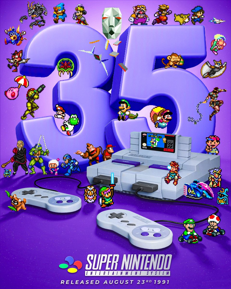 SteamGamesPC's tweet photo. Today is the 35th Anniversary of the SNES!🎂 https://t.co/Xd4BOMM3xa