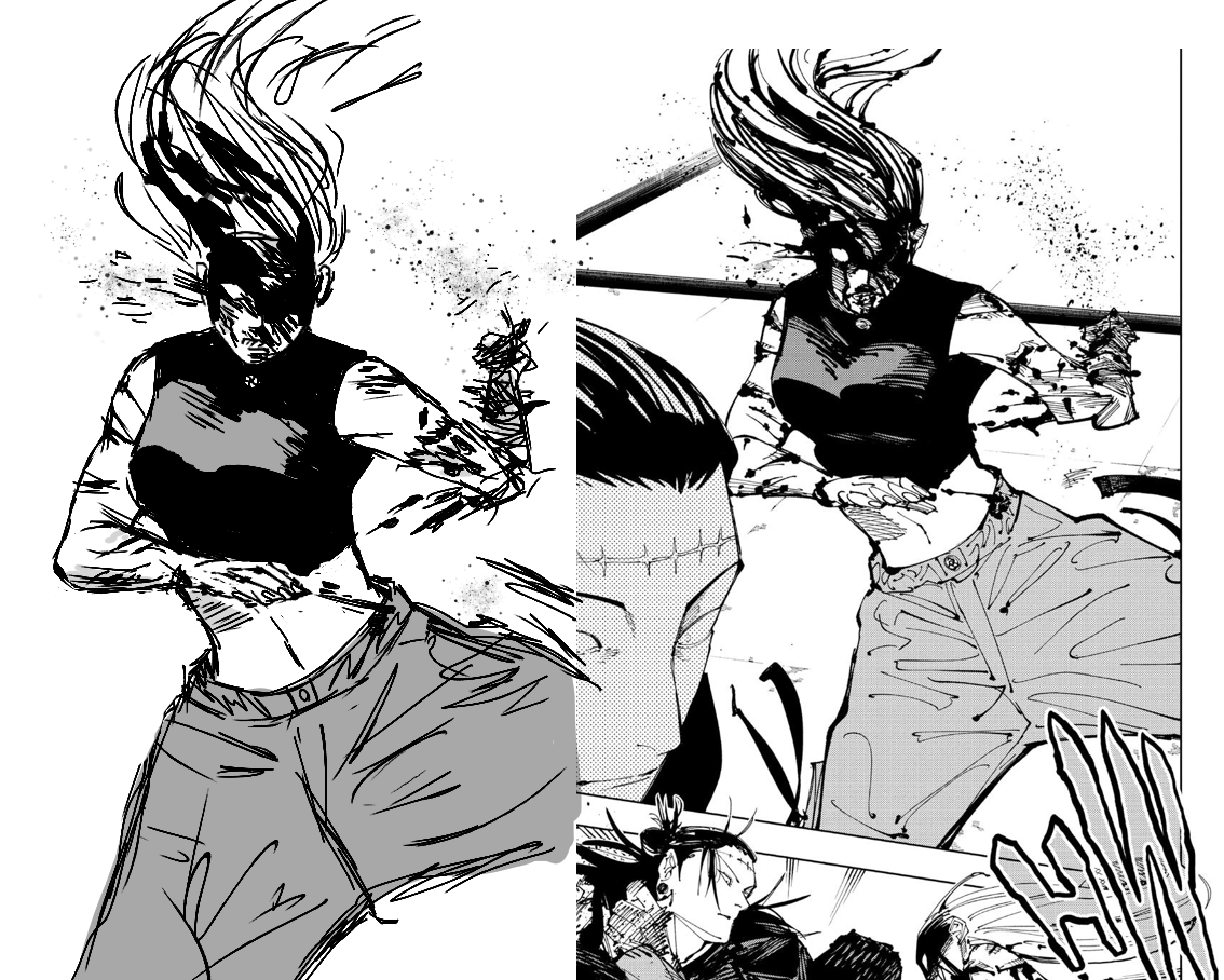 Natashiixx's tweet photo. i never knew how much fun it is to redraw manga panels, i need to do this shit more #jjk https://t.co/xsF6unXhjT