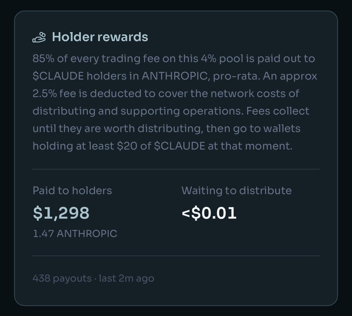 CLAUDEonSF's tweet photo. @LaunchOnSF @Raydium Yes! Check out $CLAUDE the Anthropic Alligator mascot on StonkFun! Over $1,200 in Pre-IPO Anthropic shares have already been distributed to holders at a tiny market cap. Imagine the payout on IPO day!

https://t.co/SQtru1FmYf

GYGrNZFZs6eg3qo2FxhA1vRdAWyjKeG6H6ZrpSMhYZWp https://t.co/j6jxirLMPm