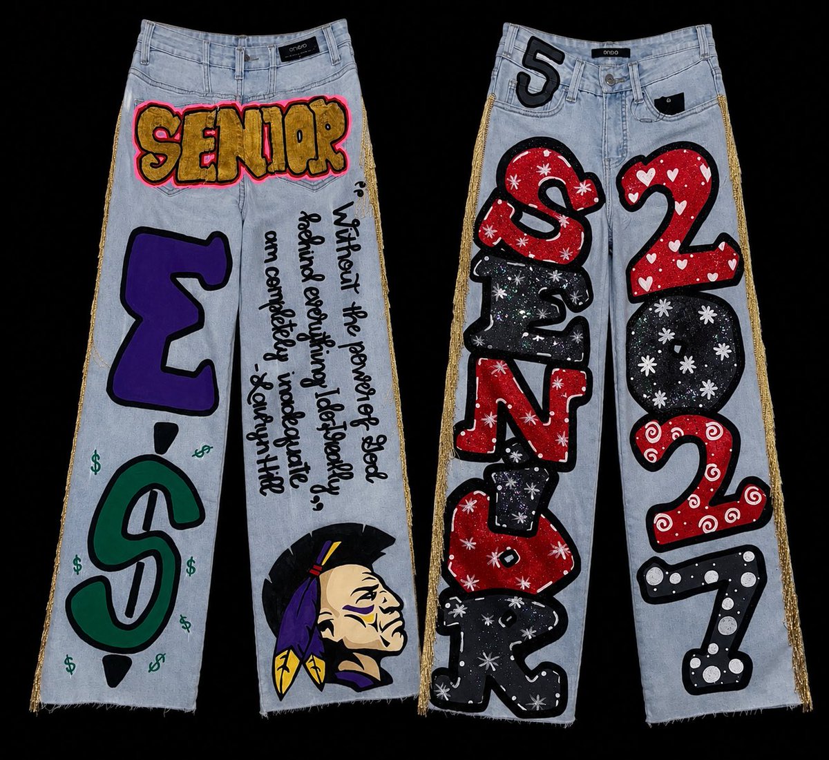 tanyahandcreate's tweet photo. Only the background was AI the rest is pure paint! Senior jeans https://t.co/he4F0LLUf6