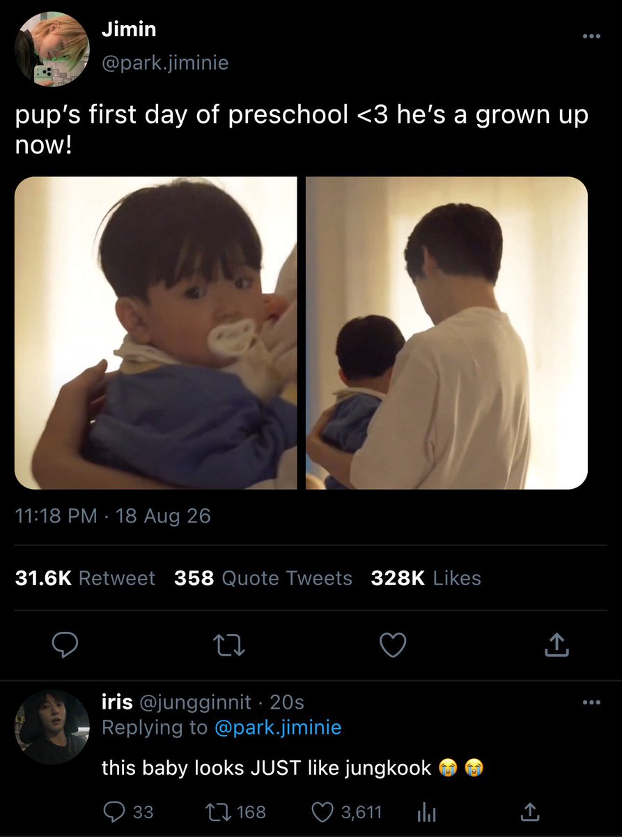 ggukliiety's tweet photo. #jikookau | 'like him'

jeon jungkook is a famous rapper and has no idea that his one-night stand with jimin resulted in an unexpected pregnancy.

jimin kept it as a secret, until a photo of his pup goes viral and the world notices the kid looks just like jungkook. https://t.co/zIxvitZ0DC