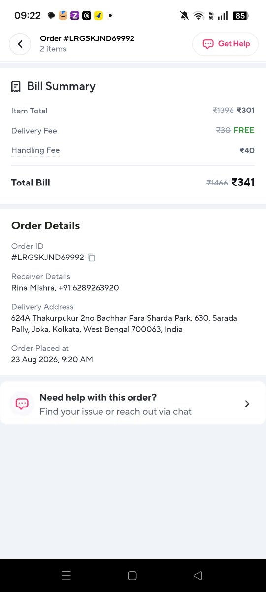 sridyansh's tweet photo. @ZeptoNow Order LRGSKJND69992 Paid Rs341 (90+211+40 handling) Got only Rs90 item correct. Replacement of Rs211 also SAME wrong item! Want refund Rs251 + compensation. Video proof👇 NCH:10003879 @jagograhakjago #ConsumerCourt https://t.co/4hRuXu9C3y