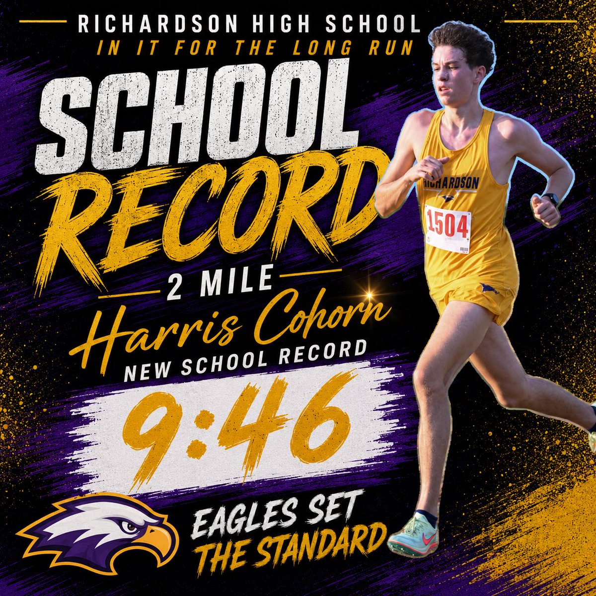RHS__XC's tweet photo. ‼️NEW SCHOOL RECORD ALERT‼️

Senior, Harris Cohorn, broke the school record in the 2mile with a time of 9:46 💨💨🦅

Harris we are so proud of you!! The cross country season just started for this guy and this is how he started it! Way to go 🥳🥳🥳

#EaglesSetTheStandard🦅 https://t.co/BRHvvrJU2f
