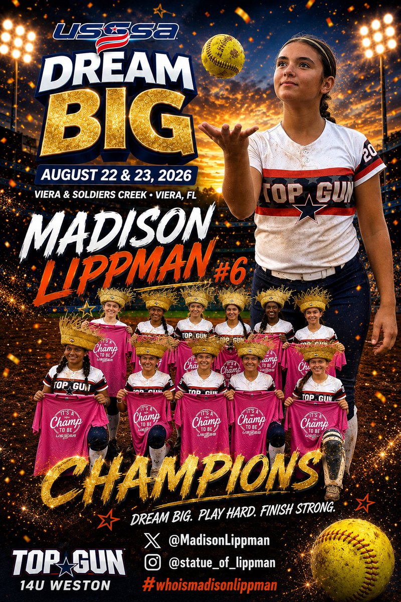 MadisonLippman's tweet photo. Start of the fall season

USSSA Dream Big tournament - Longwood, FL
Champions 

I had a blast playing with my team this weekend. We went 7-0 to WIN the  Championship 

Madison Lippman 2030
@topgunweston 
#whoismadisonlippman https://t.co/DC3ph0zA9Y
