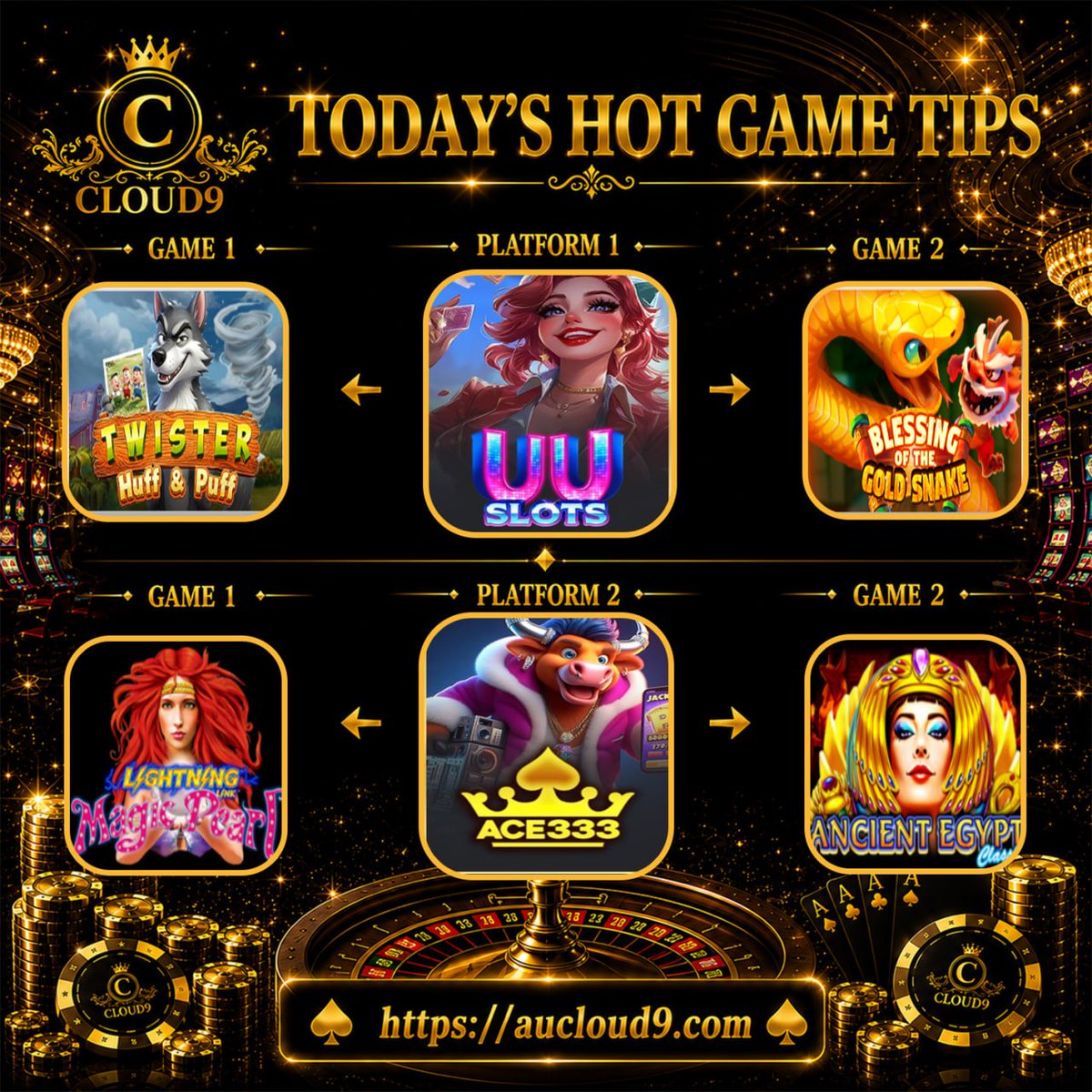 Clound9aus's tweet photo. 👑Cloud9 Today Hot Game Tips 👑

Platform👑 UU SLOT
👑 TWINTER HUFF &amp; BUFF
👑  BLESSING OF THE GOLDSNAKE

Platform👑 ACE333
👑  LIGHTNING MAGIC PEARJ
👑  ANCIENT EGYPT

📌Can Try Today Now!!!
🌐Domain: https://t.co/fOgqZMdjKv https://t.co/212FR5I3o0