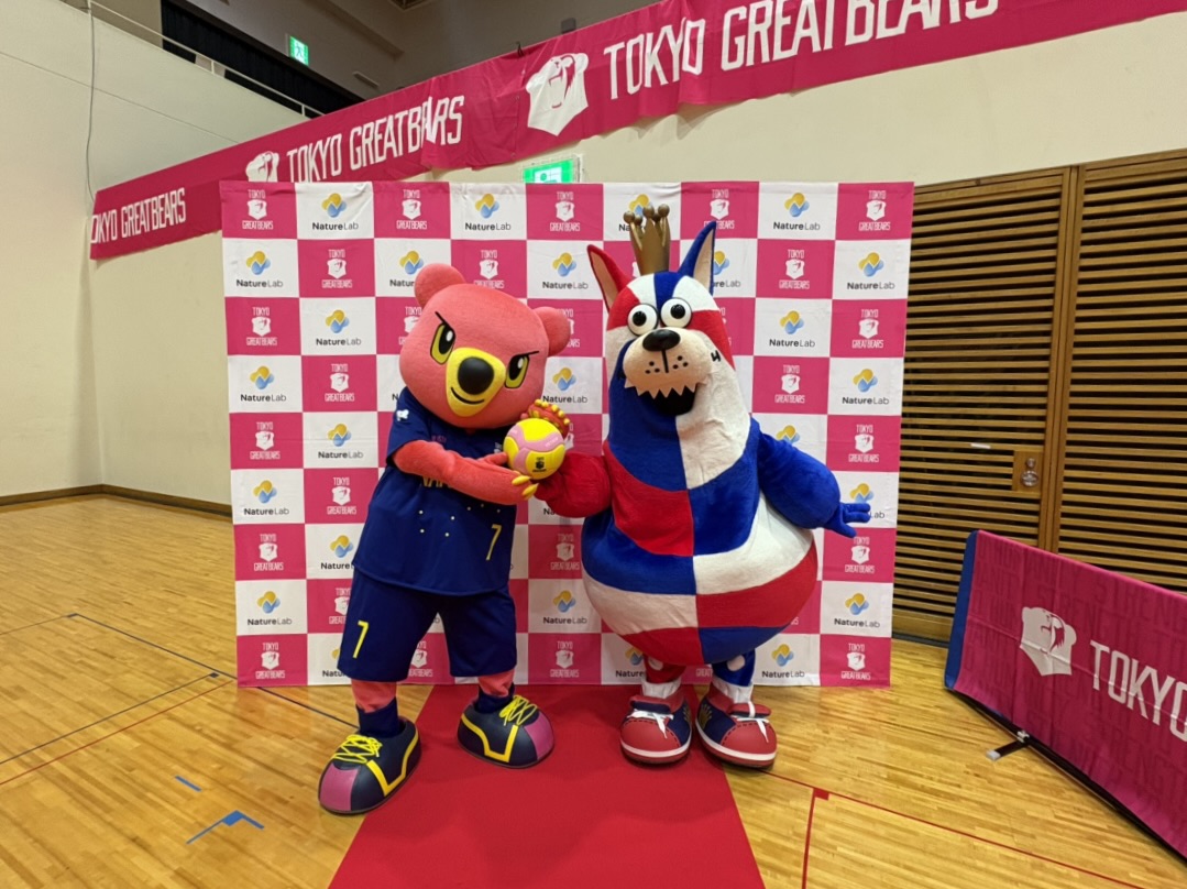 RyukyuKings's tweet photo. 8/23(日)に、豊見城市民体育館にて開催されたプロバレーボール「東京グレートベアーズ 2026-27 プレシーズンマッチin沖縄 サントリーサンバーズ大阪戦 GAME2」にゴーディーが参加しました！🏐

試合前の重要なコイントスと始球式を務め、共に会場を盛り上げました！

東京グレートベアーズの皆さま、サントリーサンバーズ大阪の皆さま、会場でゴーディーと交流いただいた皆さま、ありがとうございました！

@greatbears_vb
@sun_SUNBIRDS