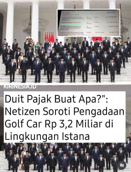 RA_leather's tweet photo. 💸 UANG PAJAK KITA BUAT INI? 

Netizen meradang setelah anggaran pengadaan Golf Car di lingkungan Istana bocor ke publik! 

Angkanya fantastis, menyentuh Rp 3,2 Miliar! 

Di saat rakyat diperas pajak dan ekonomi lagi seret, fasilitas mewah pejabat malah terus jalan. Adil gak menurut kalian? 👇