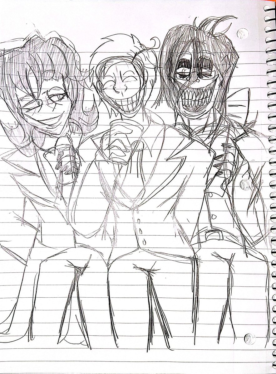 VKisuga's tweet photo. The Three Arthurs conversing with each other 

@CreepsInArt [in the middle] [inspired by @FFrankcan2's drawing of him]

Franks [on right]

And mine on left 

#trollge 
#blueballsincident https://t.co/OW6FvrWJZu