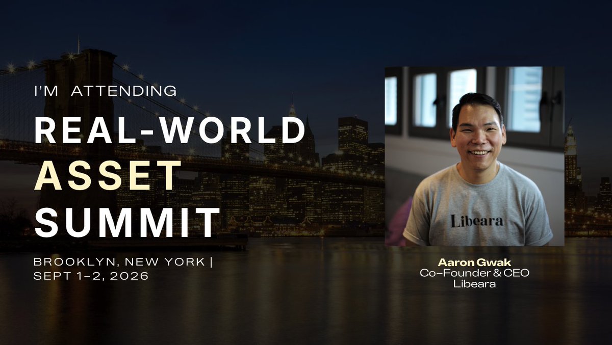 libeara_'s tweet photo. Libeara @ RWA Summit New York
Our Founder & CEO Aaron Gwak will be attending the invite-only Real-World Asset Summit Brooklyn 2026.
๐๏ธ Sep 1-2 | ๐ The William Vale, Brooklyn, New York
#RWASummit #RWA #Tokenisation https://t.co/QunxLerVXJ