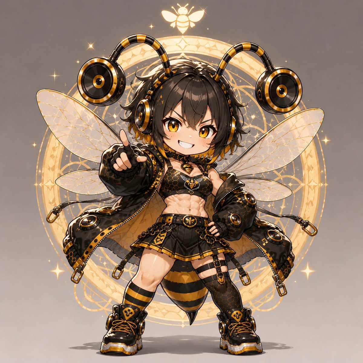 Ekakin710's tweet photo. マークアート「Sound B.O」の擬人化のちびキャラをLINEスタンプように生成🐝
やっぱりボーイッシュ系筋肉は素敵だと思いますね
皆さんはどう思いますか?
このスタンプ欲しいと思いますか?
#SoundBO #LINEスタンプ #AIart️️️️️️️️️️️️️ https://t.co/GPF4SFSmxi