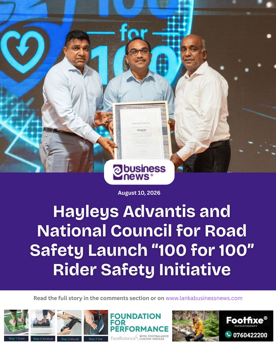 lbnbusinessnews's tweet photo. Hayleys Advantis and National Council for Road Safety Launch “100 for 100” Rider Safety Initiative
#HayleysAdvantis #NationalCouncilforRoadSafety #100for100 #RiderSafety https://t.co/uzHneacMAc