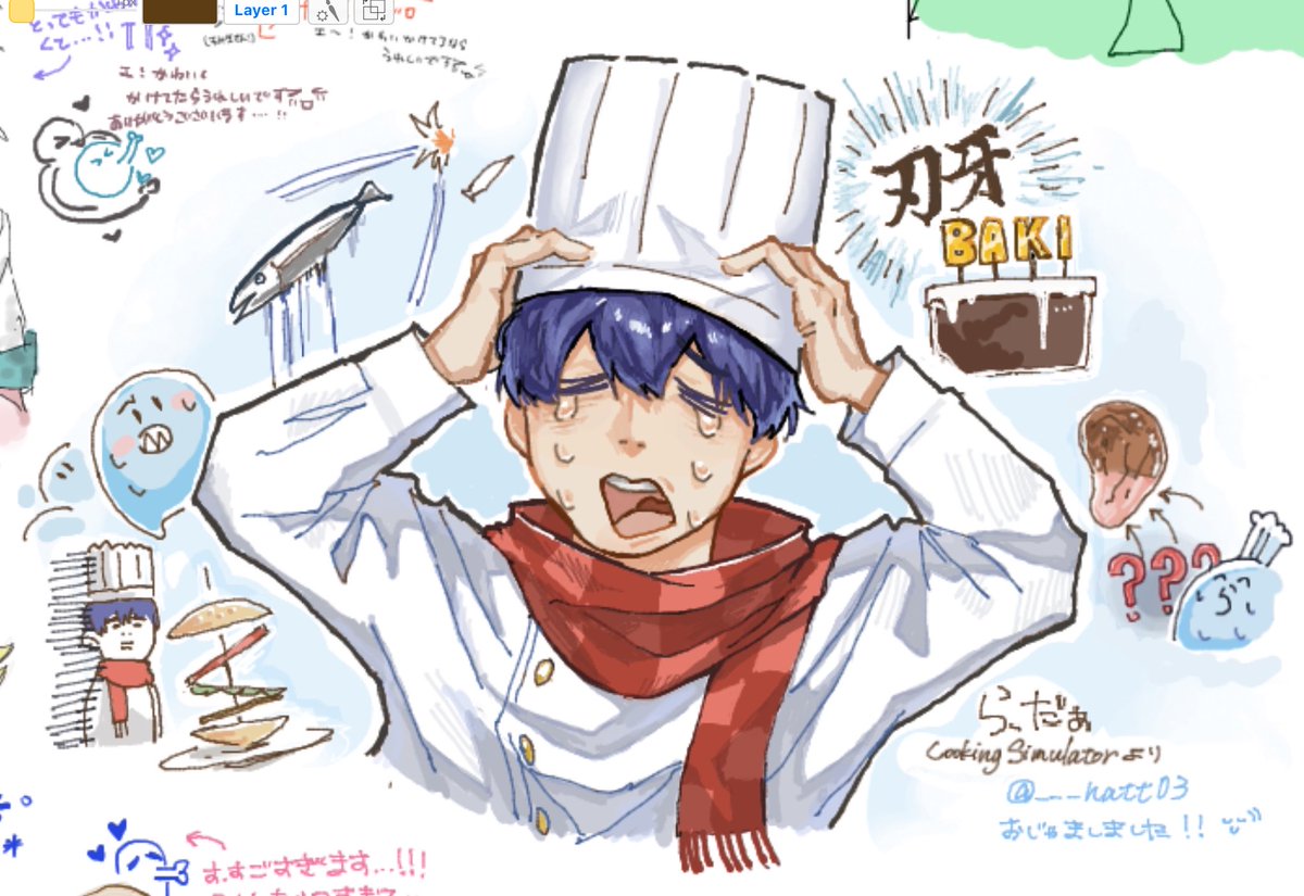 ___natt03's tweet photo. 絵チャお邪魔してきました！
cooking simulator全部大好きです😌💗
 #い・らくすと https://t.co/FATSv2igya