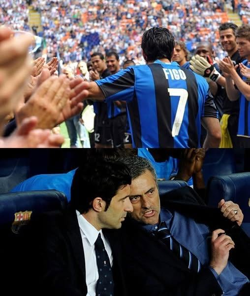 FTBLsection's tweet photo. Luis Figo's Inter Milan story doesn't get talked about enough.

2005: Arrived from Real Madrid on a free transfer.

2006-09: Won FOUR consecutive Serie A titles.

2008: Turned down a lucrative offer from Al-Ittihad.

2009: Retired from football as an Inter player.

2010: Joined Inter's management structure and remained involved with the club for several years.

And before Inter faced Barcelona at the Camp Nou in 2010, Mourinho reportedly joked to him:

"Sit next to me so you can see that you're no longer the most hated person in Catalonia." 😭

Figo arrived at Inter as a legend and left as a champion. 💙🇵🇹