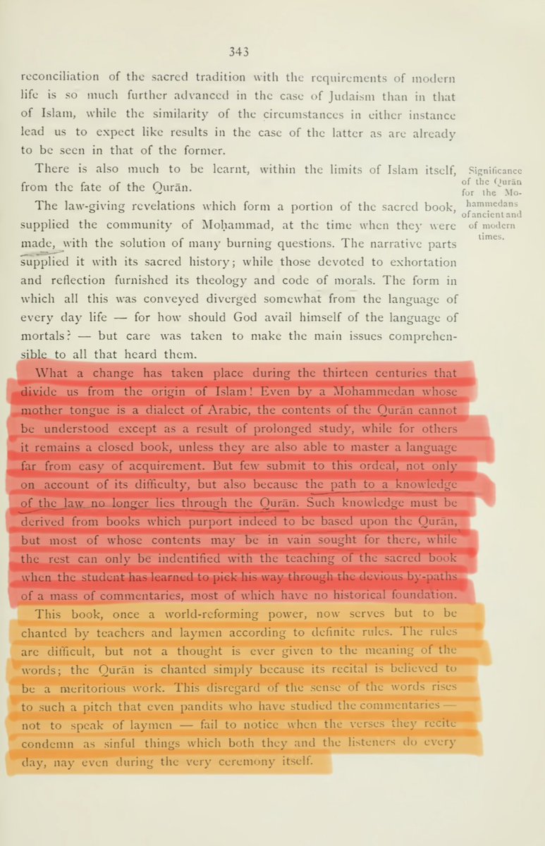 SalahuddinQutb's tweet photo. 🧵 Thread:

🚨 Inside the Mind of Colonialists: the Origins of Madkhalism and the UAE Project; recorded in a book published in 1906 🚨 

The Grand Architect of Colonial “Islam” "Mufti of the Dutch Empire", Dr. C. SNOUCK HURGRONJE.

(Paraphrased from the attached scanned pages)

“Most Moslims are absolutely ignorant of the details of the doctrine of Jihād...

No respectable scholar will ever dare claim that the doctrine of Jihad should be regarded as abrogated/obsolete. The utmost that we can expect from them is, that they should attempt to show that the necessary conditions for proclaiming a Jihād in a country has not been fulfilled. To prove this they refer to the intellectual and material supremacy of the kafirs in the country in question, to the solidity of their government and to the freedom which they allow to the Moslims for the teaching and practice of their religion in accordance with Colonial values and conditions.

… the leaders of the Moslim community as were well-disposed towards the government, together with all who believed that a rebellion against European authority would, in the existing circumstances, spell ruin to Islam, made every effort to demonstrate that a Mohammedan insurrection against the English government would be unlawful and would have no claim to the title of jihad.

And even under such circumstances many prefer to maintain silence on the question of the jihad, or if they are compelled to express an opinion, choose the most vague terms...

And especially in countries ruled by an independent Mohammedan dynasty, where there is little reason for disguising the Sharī’ah rulings regarding unbelievers, it cannot be expected that the influential teachers will tamper with the plain meaning of their scripture, the less so, since the doctrine of Jihad sometimes supplies such dynasties with a very useful weapon…

Muslims no longer study the Qur’ān, even if they understand Arabic. Muslims have abandoned the world reforming Book that inspired the universal conquerors 13 centuries ago. Today they treat that same book as nothing but magical chants. We predict that soon the “study of Islam” will replace the actual “implementation of Islam”. (Muslims will be more concerned with "studying Islam" instead of implementing Islam.)

Opponents to this trend are those who express that abandoning the Sharī’ah is the root of all evils; they are against innovations, they practice zuhd: their spirit gives birth to Islamic Revival.

These people quickly gain support from the masses, and they are a dangerous force in the face of the progress of our colonial agenda.”

- Taken from:

Snouck Hurgronje, C. “The Achehnese.” Pages: 343-344, 348-349.

Translated by A. W. S. O’Sullivan; with an index by R. J. Wilkinson. Vol. II. Leiden: Late E. J. Brill, 1906.