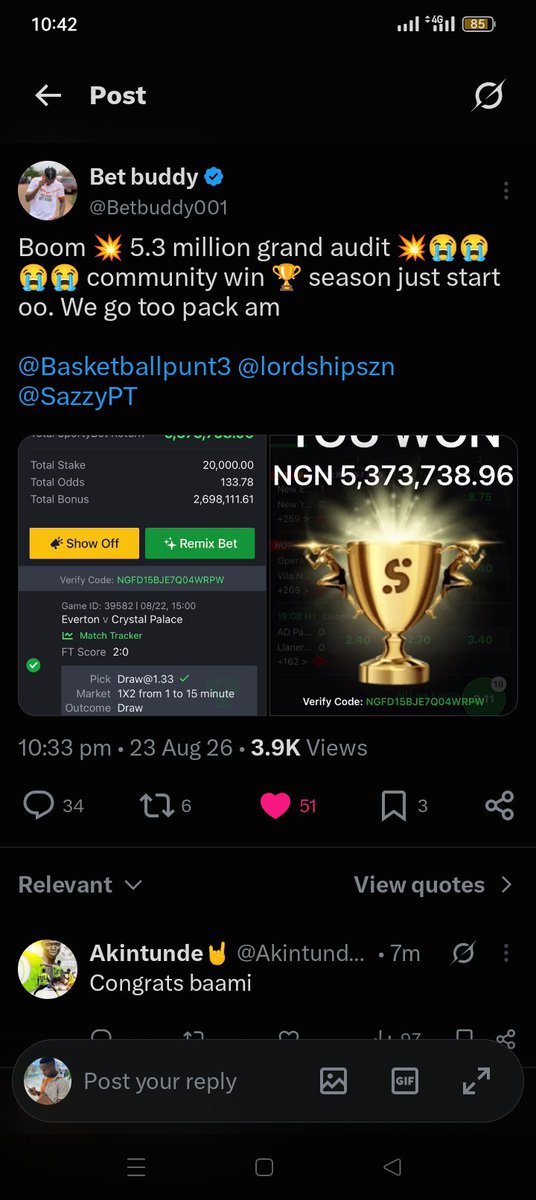 DikeJoseph57104's tweet photo. @Betbuddy001 @Basketballpunt3 @lordshipszn @SazzyPT Congratulations sir more win ticket ahead 👏🙌🙌 and please remember your boy biko 
Opay Joseph chidindu dike 81478066668🙏🙏🙏 https://t.co/zE2wlkDhlm