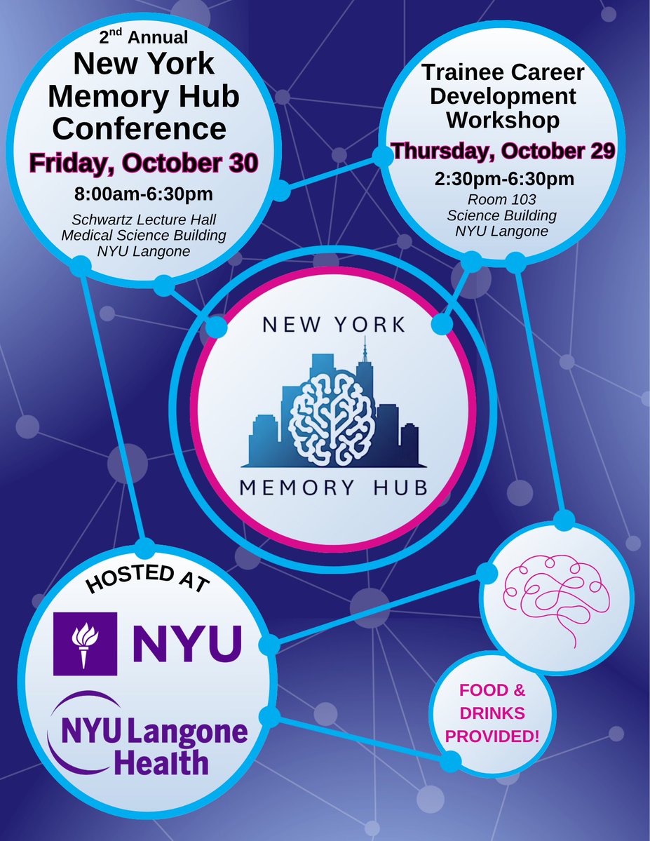 SinaiBrain's tweet photo. 📆SAVE THE DATE! The 2026 New York Memory Hub conference will be on October 29th &amp; 30th at @nyulangone, hosted by Jayeeta Basu &amp; André Fenton 🧠 Stay tuned for more information about speakers, registration &amp; abstract submissions. https://t.co/x58qd3jnfo
