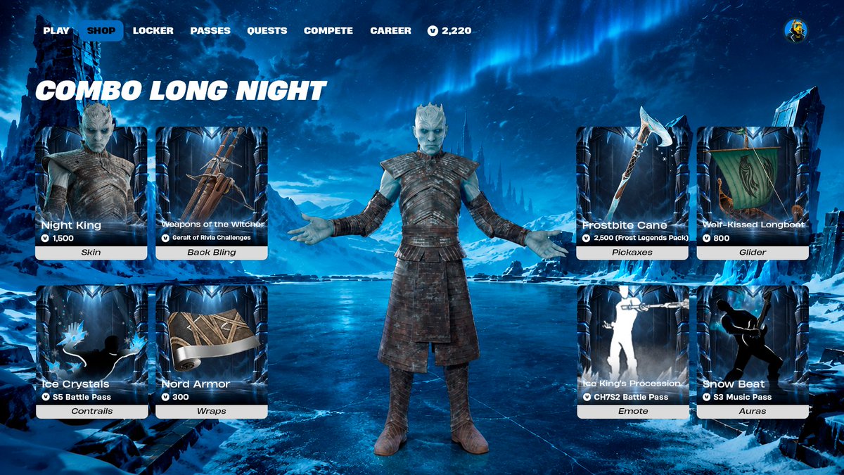 EmpFashion's tweet photo. Night King — Long Night ❄️

Winter has come.

W or L?

#Fortnite #FortniteFashion #GameOfThrones https://t.co/M0XyLOZxiY