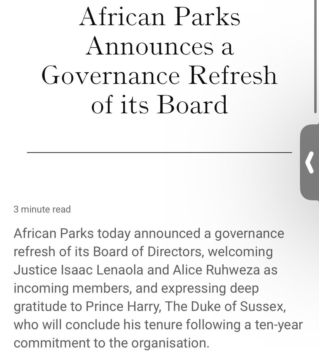 SabirahLohn's tweet photo. Thanks friend for sharing this! Prince Harry is out of there! African parks as of the end of September will no longer be associated with him. https://t.co/REd0O02cgC