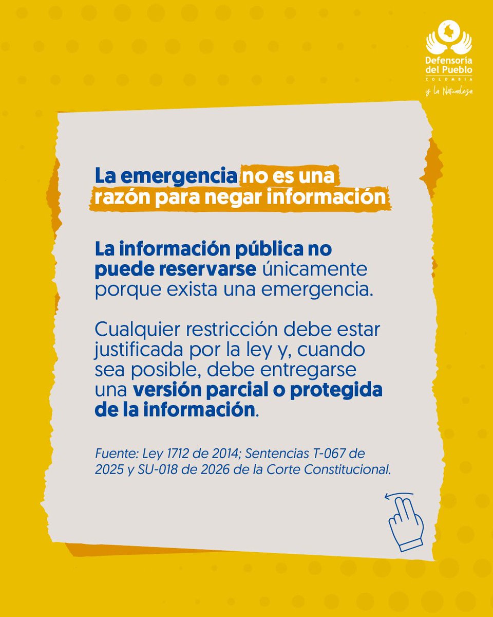DefensoriaCol's tweet photo. También sobre:
 ➡️ El derecho de la ciudadanía y los medios de comunicación a acceder a información pública. ➡️ La importancia de que la información sea accesible y tenga un enfoque diferencial.

¡El acceso a la información es un derecho! https://t.co/8LPPwmEjHu