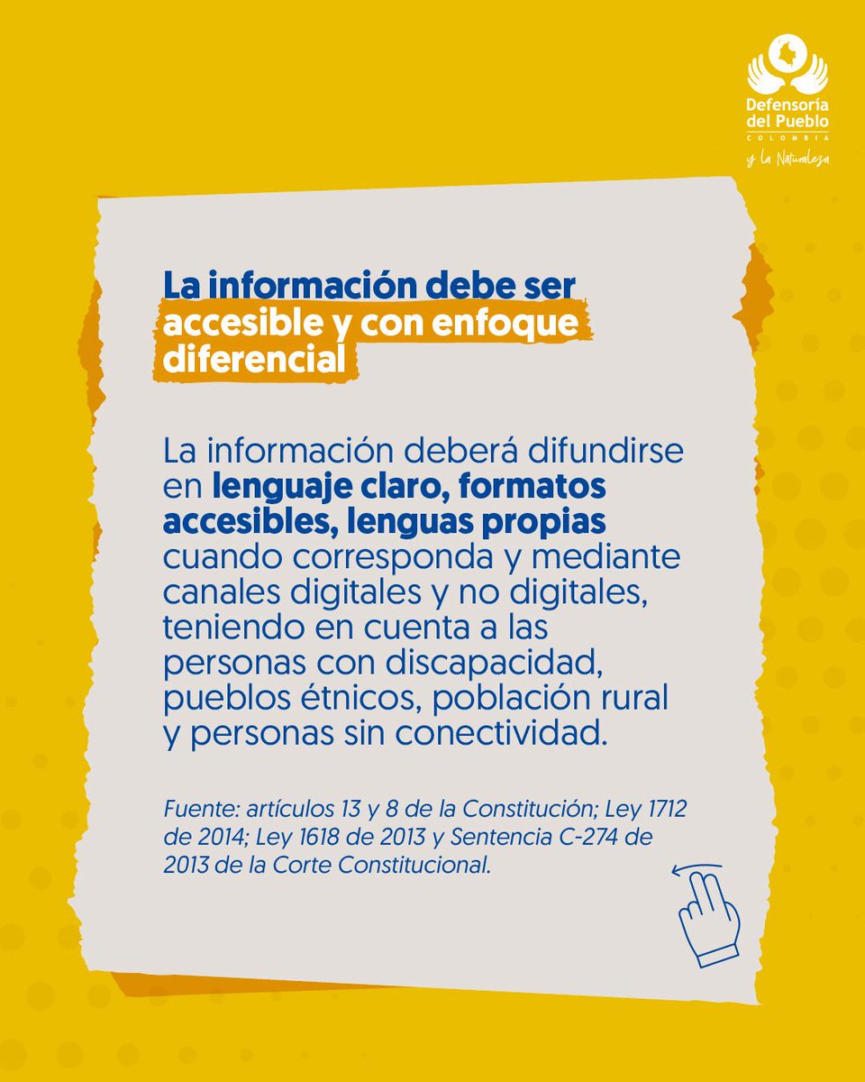 DefensoriaCol's tweet photo. También sobre:
 ➡️ El derecho de la ciudadanía y los medios de comunicación a acceder a información pública. ➡️ La importancia de que la información sea accesible y tenga un enfoque diferencial.

¡El acceso a la información es un derecho! https://t.co/8LPPwmEjHu