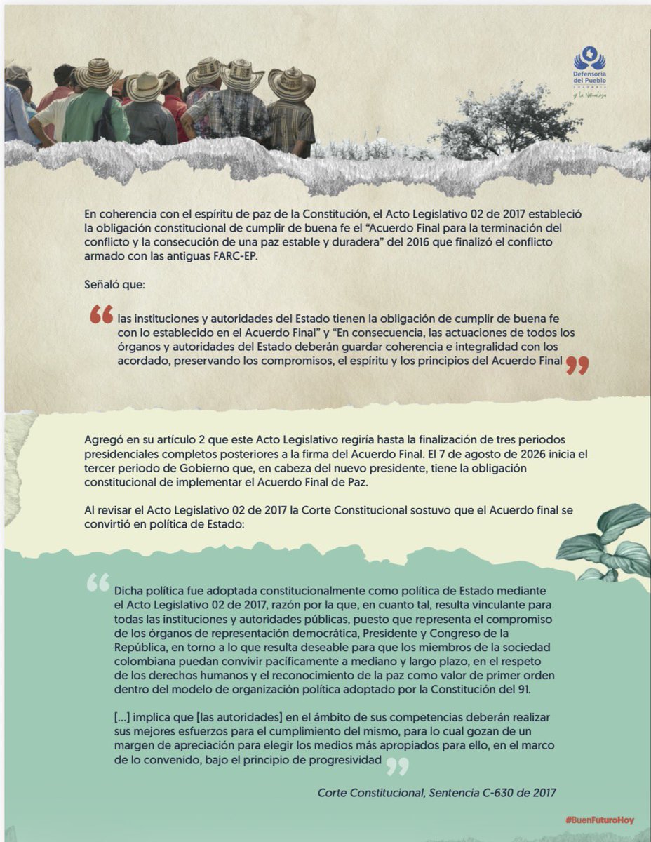 DefensoriaCol's tweet photo. La paz es un proyecto constitucional. Y aquí te contamos por qué 👇🏽 https://t.co/lVbbDmqkXD