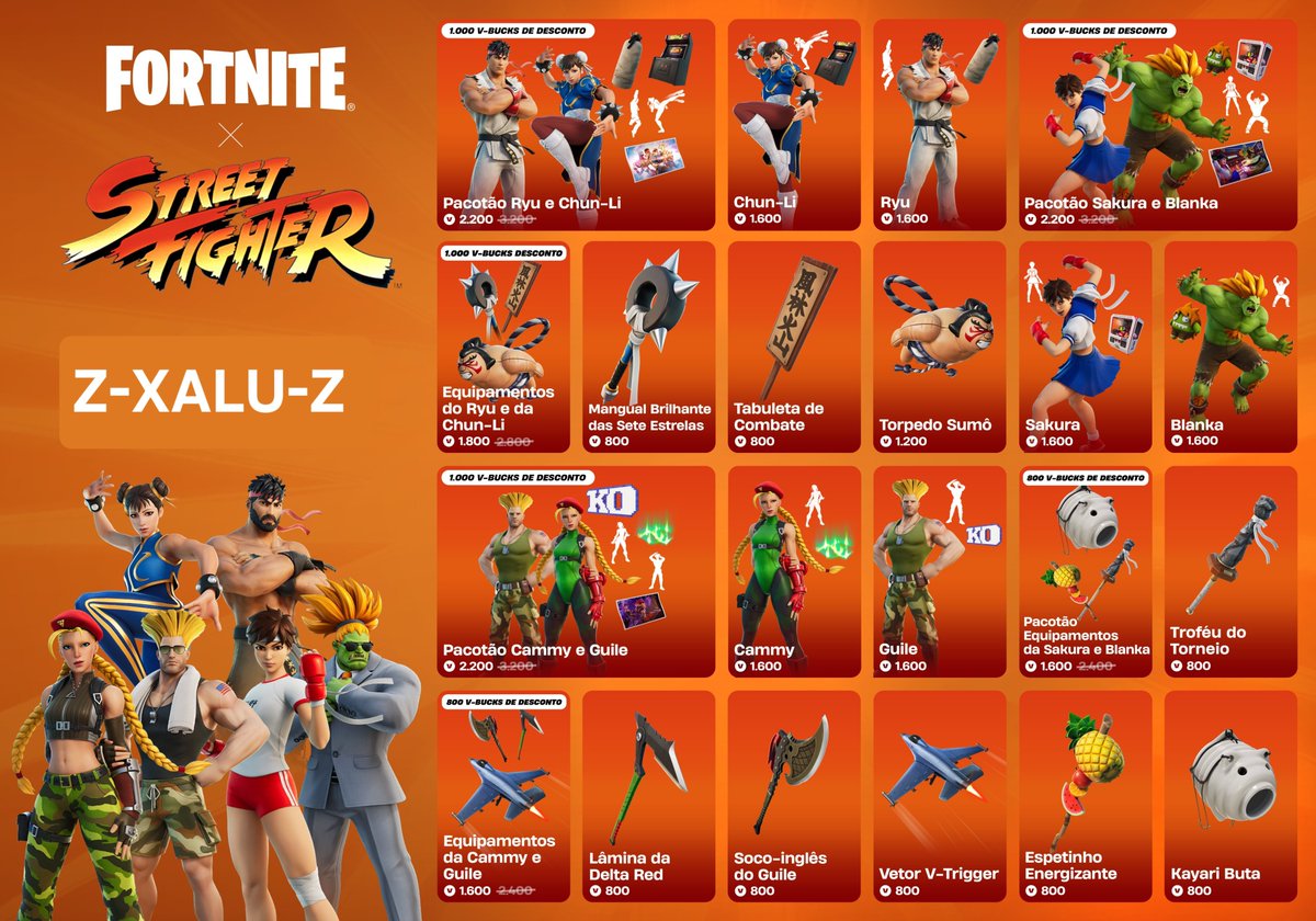 XFortnews's tweet photo. 💢TAG: Z-XALU-Z
READY? FIGHT! Os lutadores mundiais de Street Fighter, Chun-Li, Ryu, Cammy, Guile, Sakura e Blanka, deram uma pausa nos fliperamas e estão de volta para lutar no Fortnite — na Loja até 

💗 Considere usar meu código ‘Z-XALU-Z' se for adquirir  #xalu #Fortnite #ad https://t.co/5EIvcinUy4