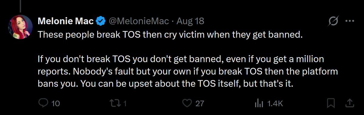 Spec3x's tweet photo. @MelonieMac Just don't break TOS! https://t.co/MsAUvYYnW5