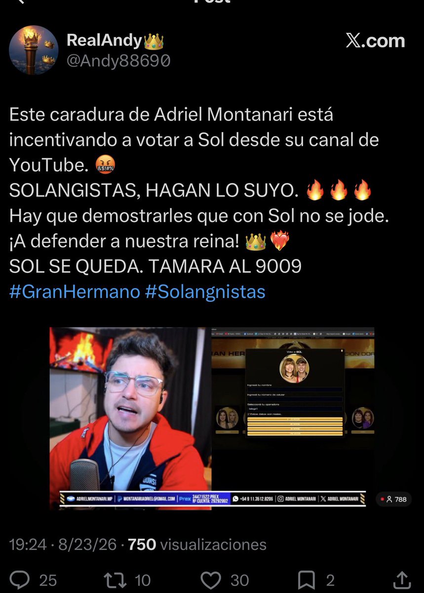 NanyCristal's tweet photo. Después te dicen que los solangistas no mandan a bajar cuentas. El fandom avalado por la hermana de Sol al 9009
#GranHermanoGeneraciónDorada 
#GranHermano 
@GranHermanoAr 
@laubfal https://t.co/0mbNn173iJ