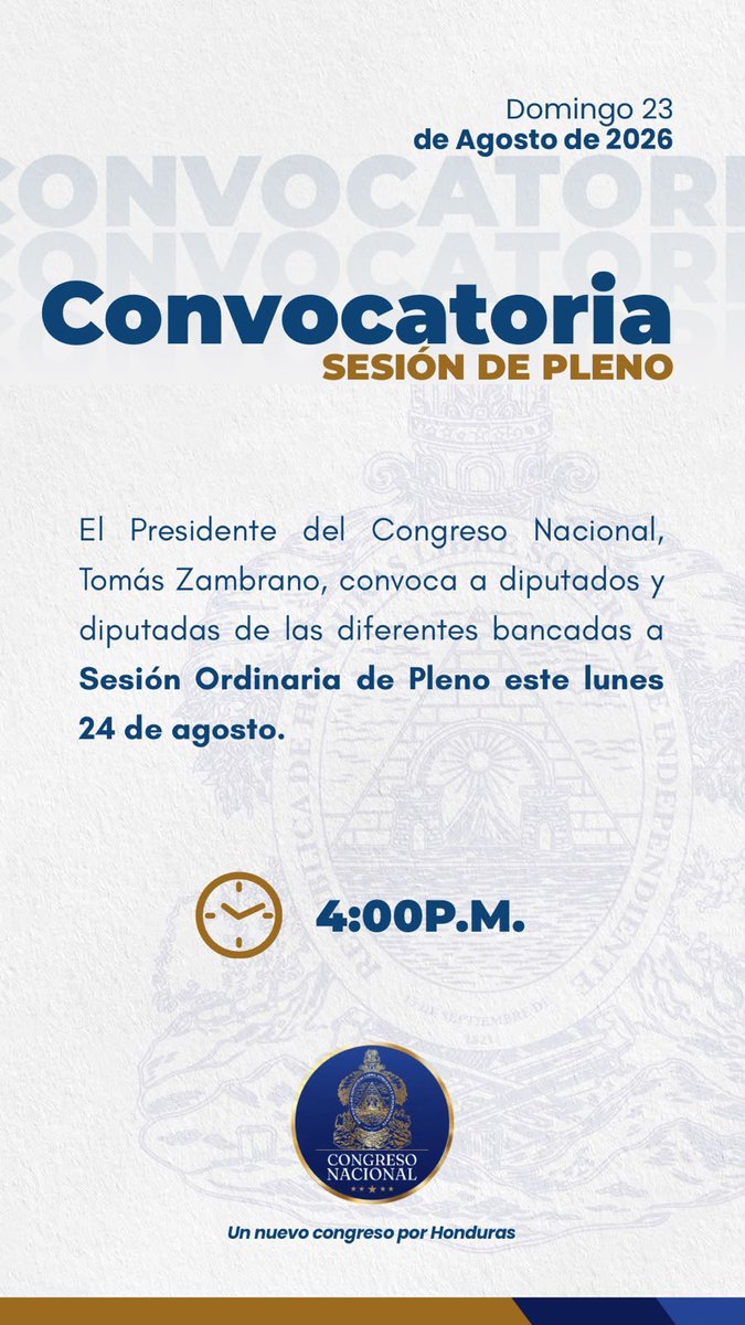 hn_congreso's tweet photo. 🏛️CONVOCATORIA 🏛️ https://t.co/InRowtMcCK