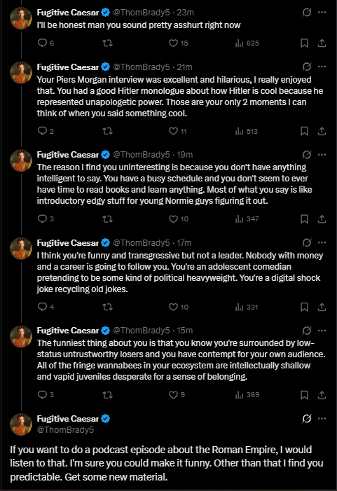 artisangroyper's tweet photo. @NickJFuentes @ThomBrady5 one little reply from the king and he loses his mind. This is what a brush with greatness does to a nigga. https://t.co/zG0eY8U5ax