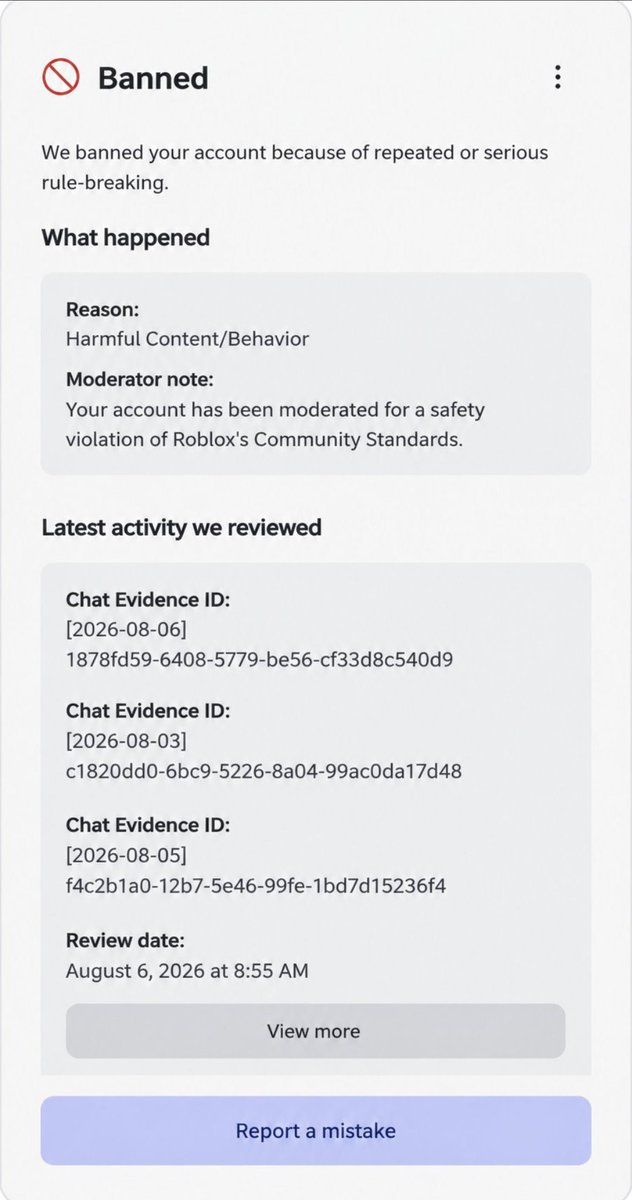 XIAOSHUANGso2's tweet photo. This is the 18th day since I was banned，Roblox support still hasn't come as promised, with experts to assist me，I have been waiting for 4 days, but still no expert has come to assist me，I have been falsely banned for nearly 18 days，User Name: huhanxu2009 @Roblox_RTC @Roblox https://t.co/W3iTvVs0Uw