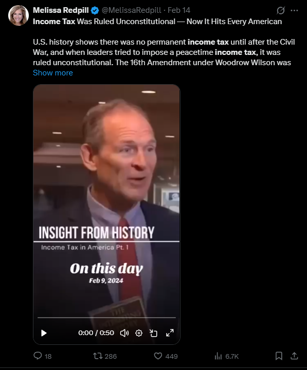 TheRealDogbert's tweet photo. @zoloparty @Juliedonuts Income Tax was created in 1913, same year as the Federal Reserve. The Fed is unconstitutional. Income Tax was supposed to pay the interest on the illegally created debt. The IRS is unconstitutional and has to go ...more info in the documentary, America: Freedom to Fascism. https://t.co/dMwgZoinKm