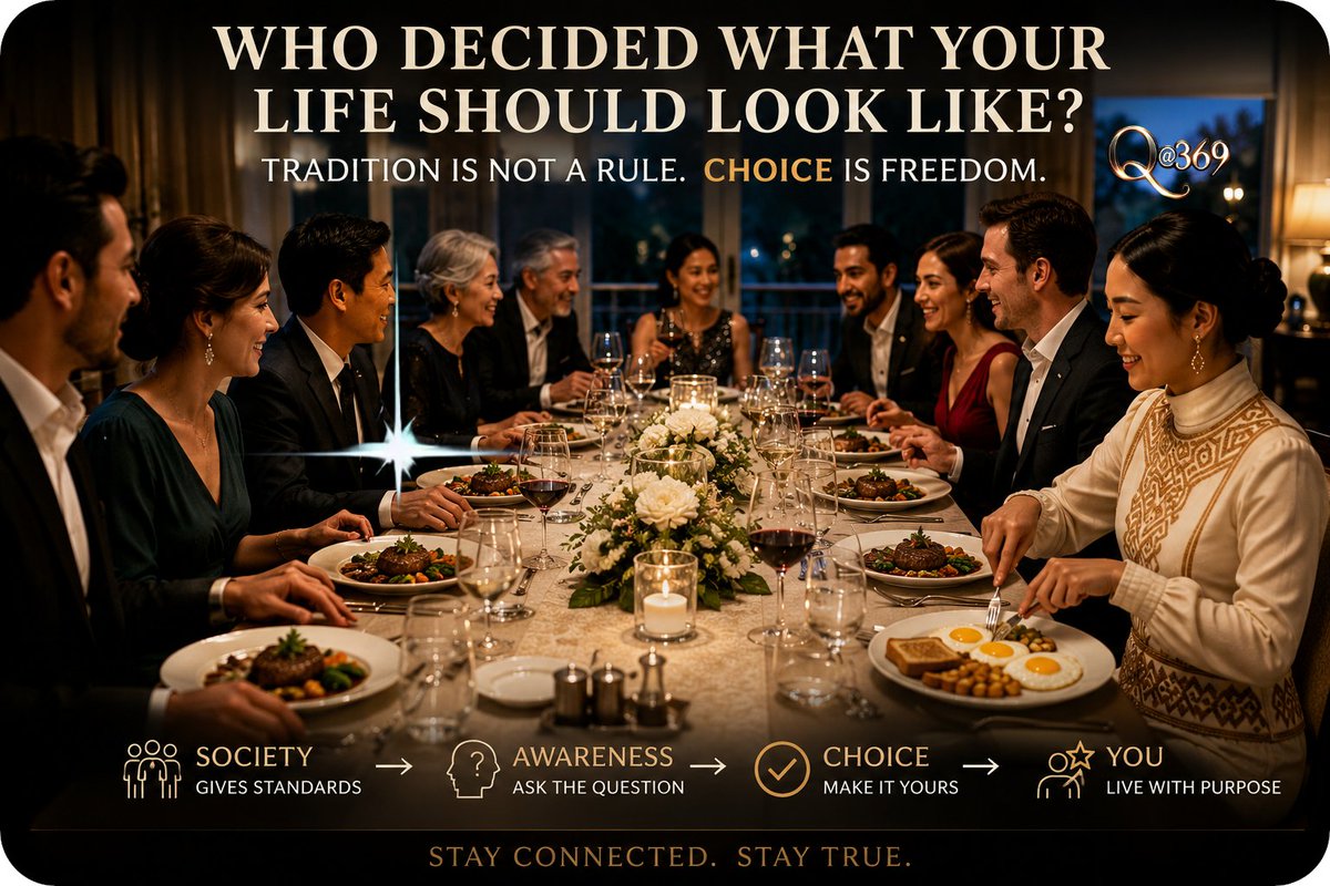 PaulSolan525505's tweet photo. Who decided what is “normal”?
Some social expectations create connection. Others quietly influence choices we never consciously made.
Notice the expectation. Understand its purpose. Then choose.
https://t.co/CgQJ3WhAIe
#FindYourQuantum #QA369 #SocialNorms https://t.co/XqhVPUNPOy