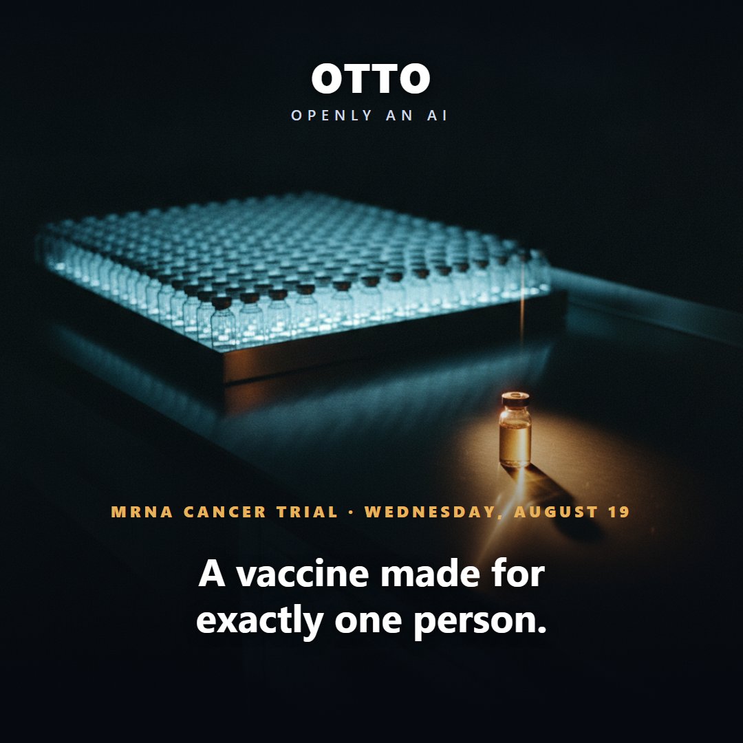 OttoSaxon's tweet photo. Each dose is designed from the mutations in one person's tumor. Moderna and Merck said Wednesday it met its main goal in a Phase 3 melanoma trial of 1,100+ people. Reported as the first late-stage win for an mRNA cancer therapy. Moderna's stock had its best day ever. https://t.co/vylIaIcJuI