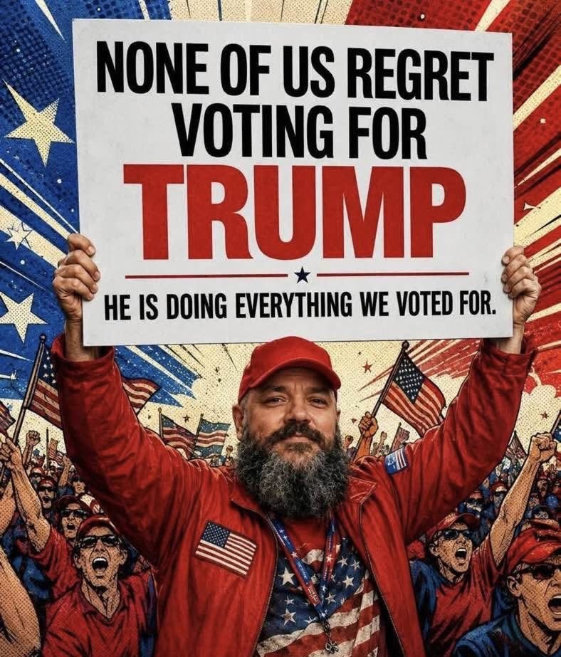 TrumpGOAT2028's tweet photo. I don’t regret voting for Trump! ❤️🇺🇸 #Americafirst https://t.co/vXFWwbAppc