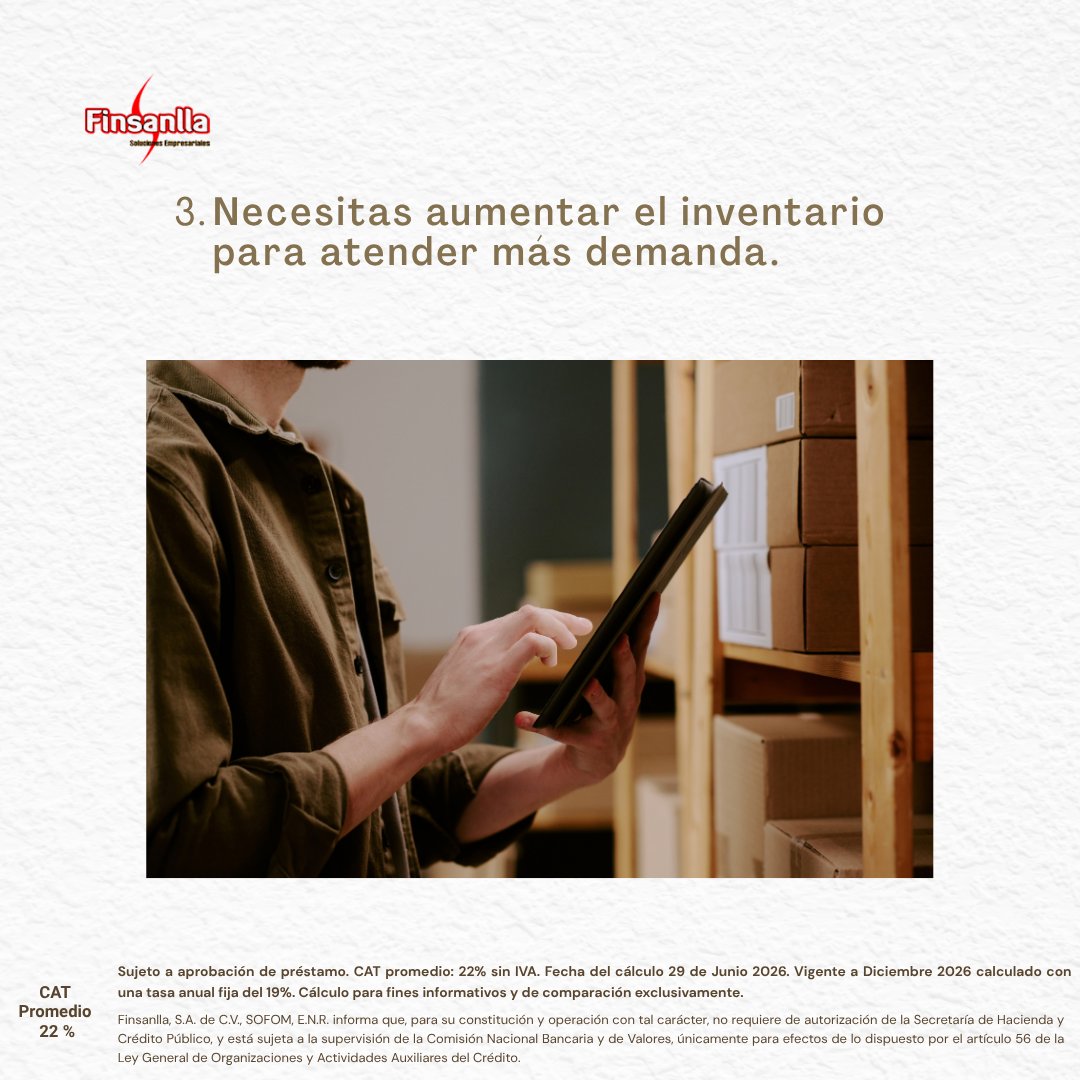 Finsanlla's tweet photo. 5 señales de que tu empresa
podría necesitar capital.

El financiamiento no debería utilizarse para
tapar problemas sin entenderlos.
Debe tener un propósito dentro de la
estrategia de tu empresa.
https://t.co/Hco5dIJKNB https://t.co/iqa50AvxkQ