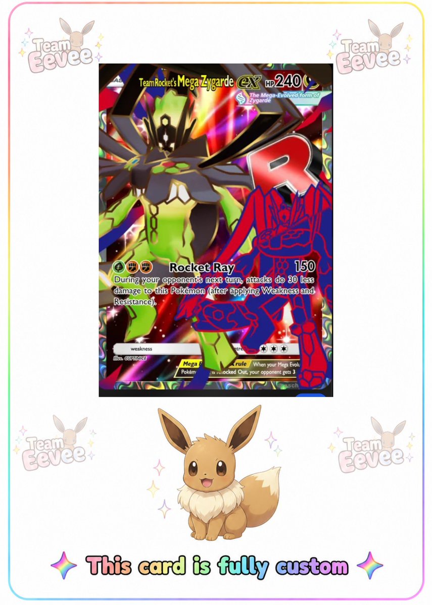 TeamE69670's tweet photo. Team Rocket Mega Zygarde Ex Fully Custom https://t.co/Nv9wN2PBqg