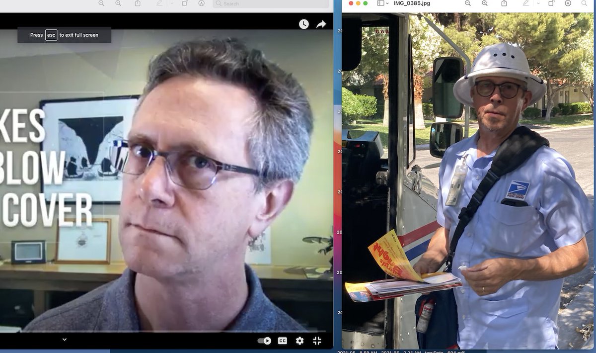ReformedStoic's tweet photo. @PlisskenPatriot It's so "based" that I got this picture of a former CIA agent, Lance Cottrell (who is contracted with the patriot act) disguised as a mailman in my driveway https://t.co/QekHNoZvUB
