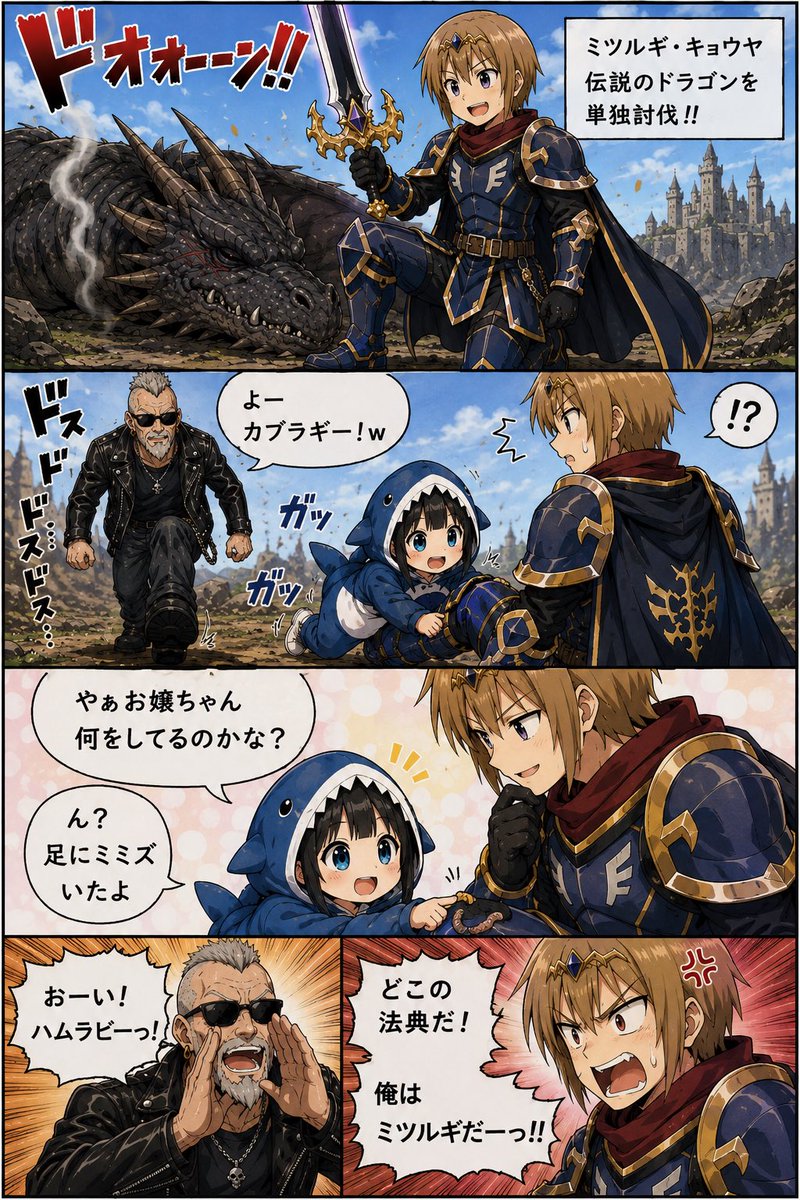 samekochan1's tweet photo. 魔剣の勇者登場！

#異世界
#AI漫画 https://t.co/5eb3aWLYZj